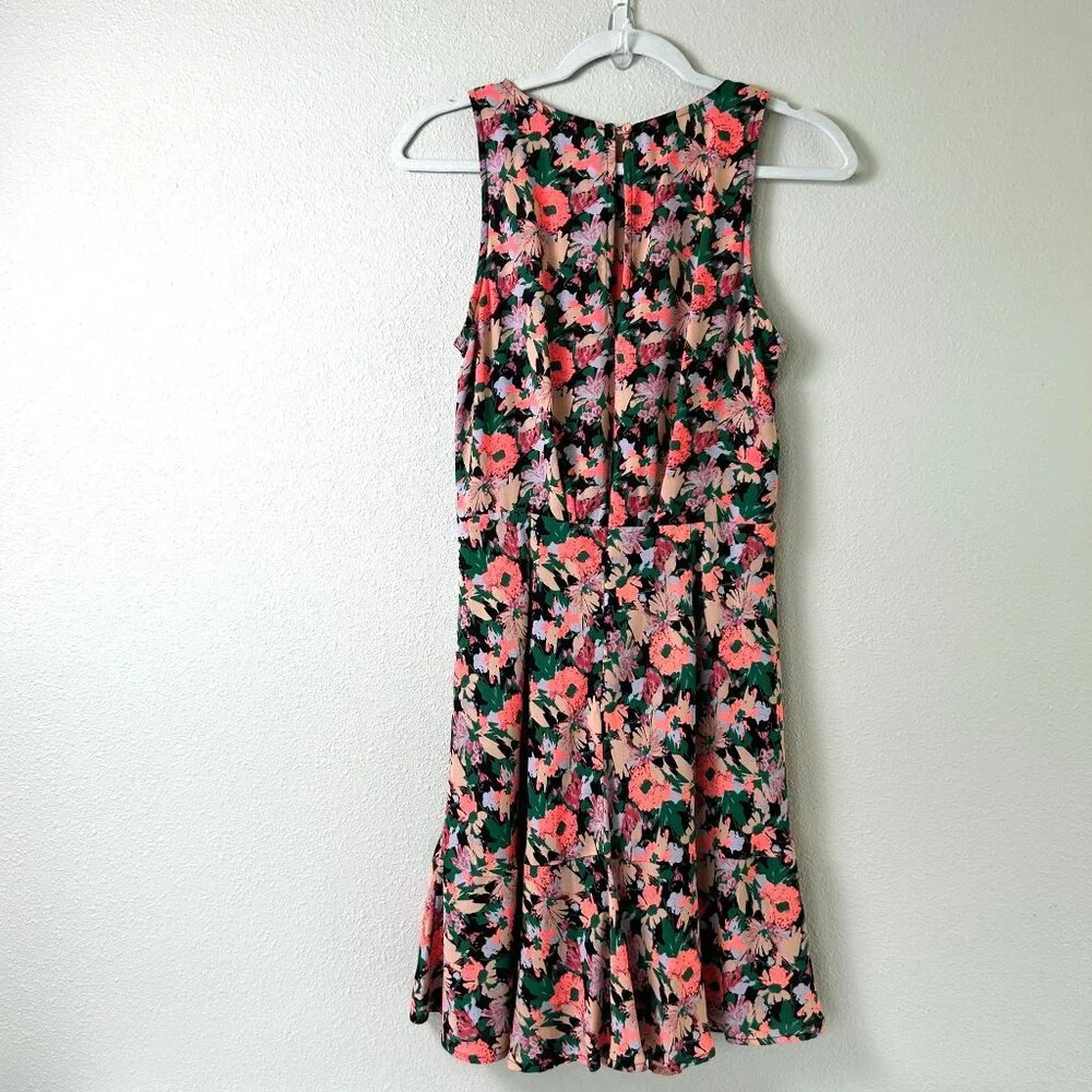 J Crew Mercantile Knee Length‎ Dress Size 6 Neon Floral Sleeveless Lined J4518